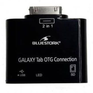 Bluestork BS-GAL-RDR/SD: Cambiador de género para cable Samsung 30-pin USB 2.0 y tarjeta SD Negro