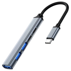 Ewent EW1149 Hub USB 3.2 Gen 1 Type-C 5000 Mbit/s Gris Plata