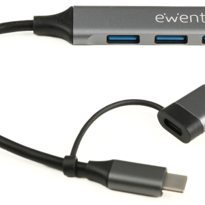 Ewent EW1154 Hub USB 3.2 Gen 1 Type-A y Type-C Gris - Alta Velocidad y Compatibilidad
