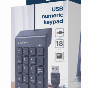 Gembird KPD-U-03 Teclado Numérico Portátil USB Negro para PC y Laptop