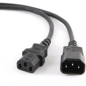 Gembird PC-189 Cable de Transmisión Negro con Acoplador C14 para PC y Equipos Eléctricos