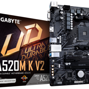 GIGABYTE A520M K V2 - Placa base AM4 para AMD Ryzen 5000, DDR4 5100MHz OC, PCIe Gen3 x4 M.2