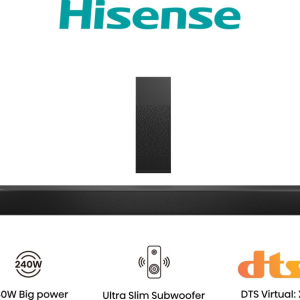 Hisense HS2100 Negro - Barra de Sonido 2.1 Canales 240W Potencia