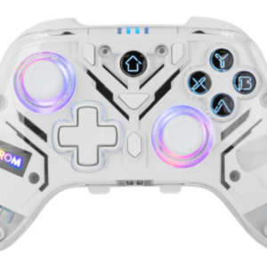 Krom NXKROMKRYSTAL mando y volante Transparente Blanco Bluetooth/USB para Android, Nintendo Switch, PC e iOS