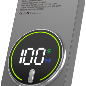 Leotec Power Bank inalámbrico 10000mAh 20W Gris - Carga rápida y portátil