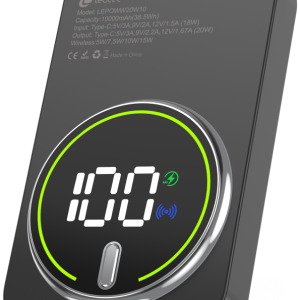 Leotec Power Bank inalámbrico 10000mAh 20W Negro - Carga rápida y portátil