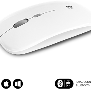 SUBBLIM Ratón Óptico Inalámbrico Blanco con Conexión 2.4G y Bluetooth Dual Recargable