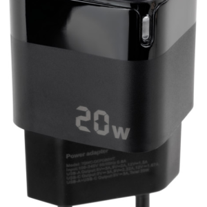 TooQ Cargador de Pared USB-C PD y USB-A QC 20W Negro Compacto y Rápido