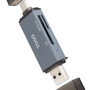 TooQ Lector de Tarjetas SD y TF con USB-C 3.0 y USB A - Color Gris